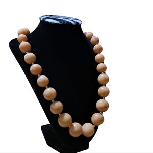 Handmade Women's Acrylic Round Beads Tan Necklace‎ Size 15.5 Inches